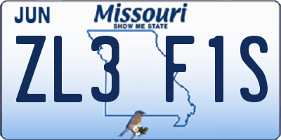 MO license plate ZL3F1S