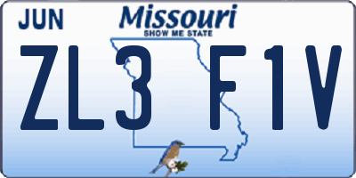 MO license plate ZL3F1V
