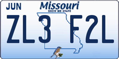 MO license plate ZL3F2L