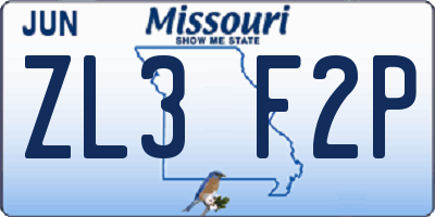 MO license plate ZL3F2P