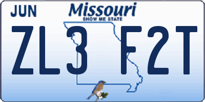 MO license plate ZL3F2T