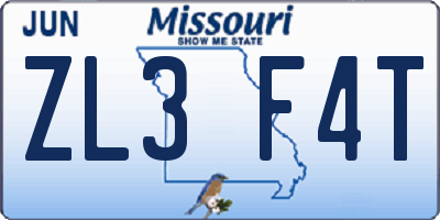 MO license plate ZL3F4T