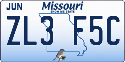 MO license plate ZL3F5C