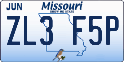 MO license plate ZL3F5P