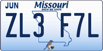 MO license plate ZL3F7L