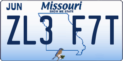 MO license plate ZL3F7T