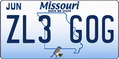 MO license plate ZL3G0G