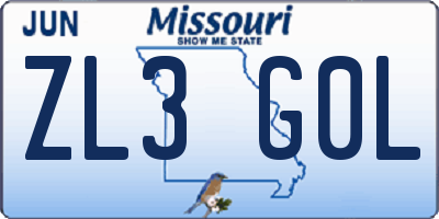 MO license plate ZL3G0L