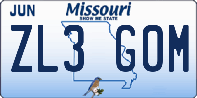 MO license plate ZL3G0M
