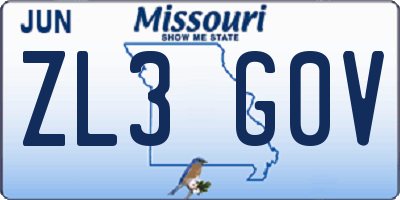 MO license plate ZL3G0V