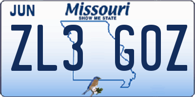 MO license plate ZL3G0Z