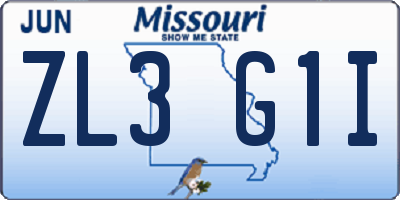 MO license plate ZL3G1I