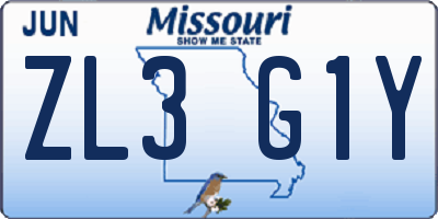 MO license plate ZL3G1Y