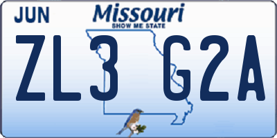 MO license plate ZL3G2A