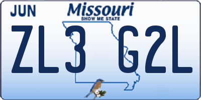 MO license plate ZL3G2L