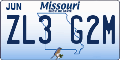 MO license plate ZL3G2M