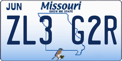 MO license plate ZL3G2R