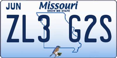 MO license plate ZL3G2S