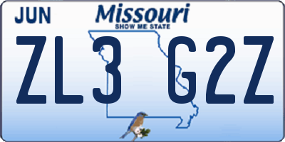 MO license plate ZL3G2Z