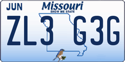 MO license plate ZL3G3G