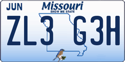 MO license plate ZL3G3H