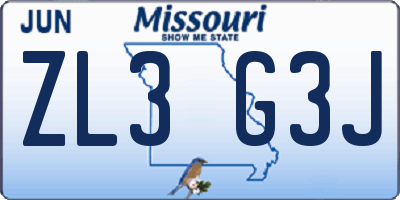 MO license plate ZL3G3J