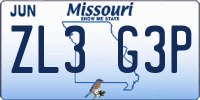 MO license plate ZL3G3P