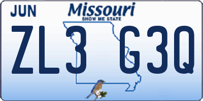 MO license plate ZL3G3Q