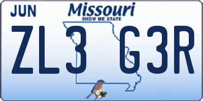 MO license plate ZL3G3R