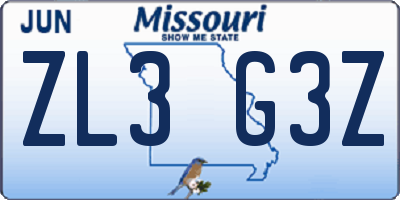MO license plate ZL3G3Z