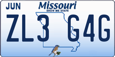 MO license plate ZL3G4G