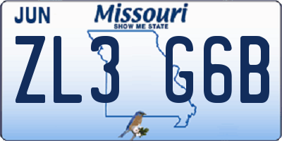 MO license plate ZL3G6B