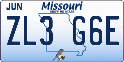 MO license plate ZL3G6E