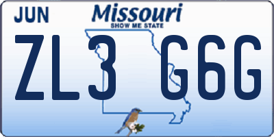 MO license plate ZL3G6G