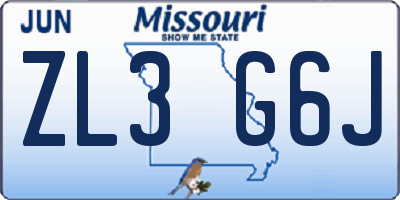 MO license plate ZL3G6J