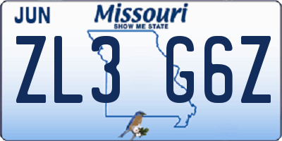 MO license plate ZL3G6Z