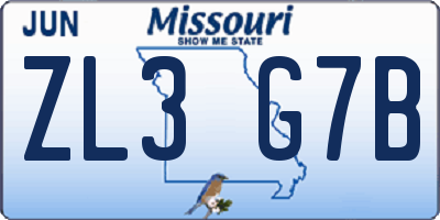 MO license plate ZL3G7B