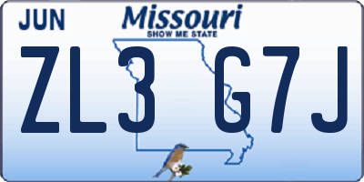 MO license plate ZL3G7J