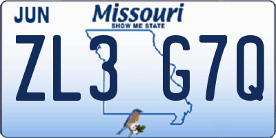 MO license plate ZL3G7Q
