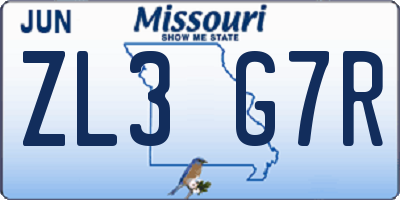 MO license plate ZL3G7R