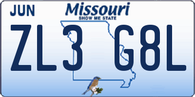 MO license plate ZL3G8L