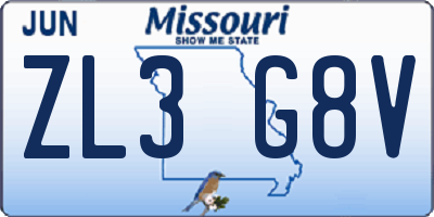 MO license plate ZL3G8V