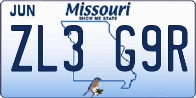 MO license plate ZL3G9R