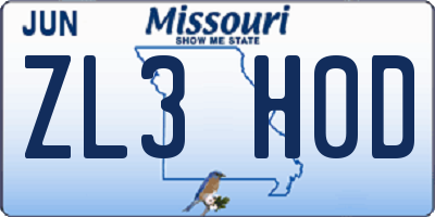 MO license plate ZL3H0D