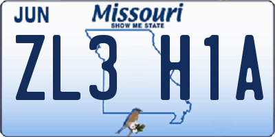 MO license plate ZL3H1A