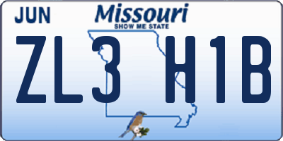 MO license plate ZL3H1B