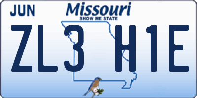 MO license plate ZL3H1E