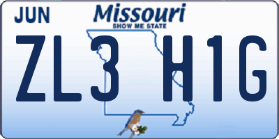 MO license plate ZL3H1G