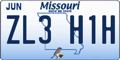 MO license plate ZL3H1H
