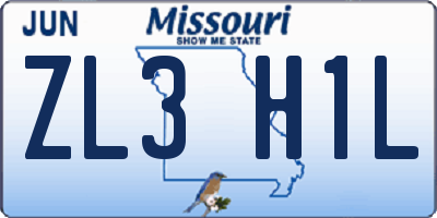 MO license plate ZL3H1L